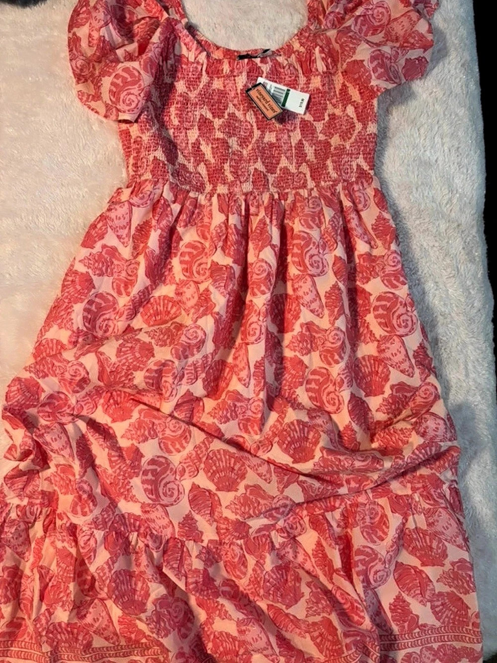 Vineyard Vines Smocked Flutter Sleeve Maxi Dress Pink